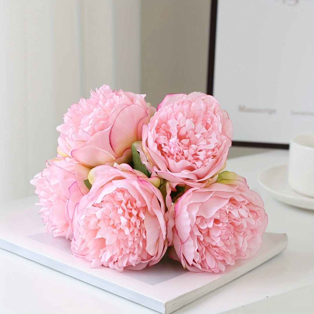 Set of 5 Large Artificial Peony Flowers