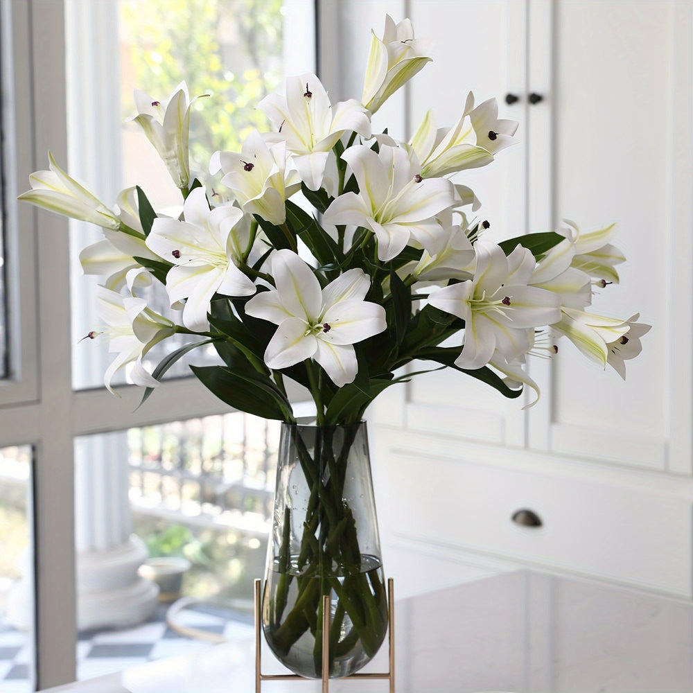 Set of 6 Realistic Artificial Silk Lily Flowers