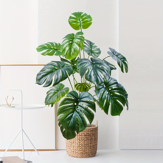 Single Artificial Monstera Deliciosa Plant - (31.5 inches) with Large Green Leaves