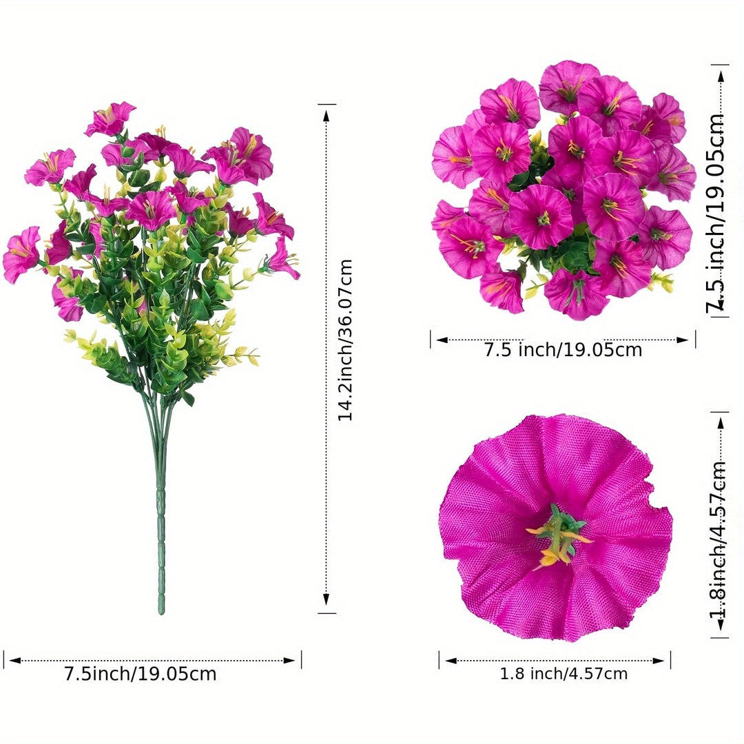 12 Bundles of Realistic UV-Resistant Faux Silky Pink Morning Glory