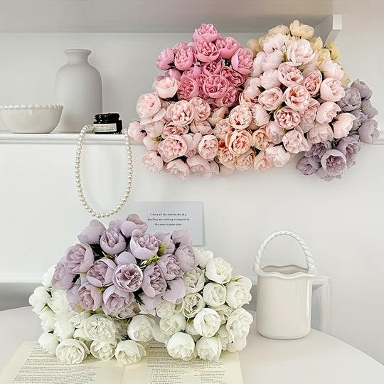 27-Head Artificial Small Peony Bouquet