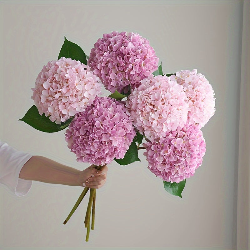 Set of 3 Realistic Pink Artificial Hydrangea Bouquets with Green Stems