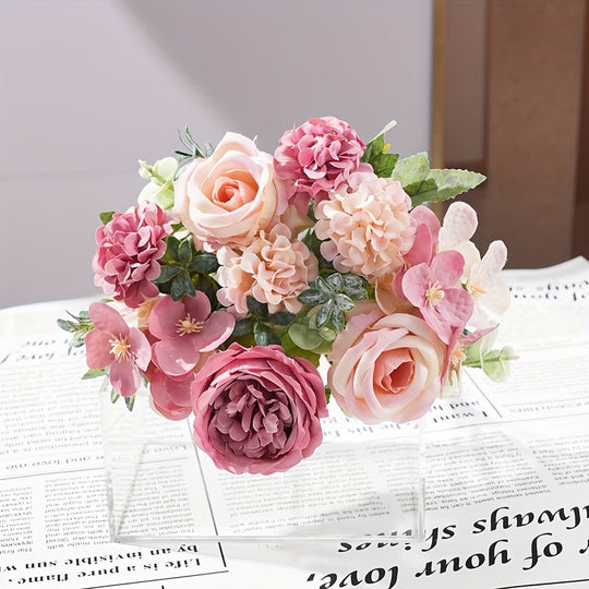 UV-Resistant Artificial Peony Bouquet with 7 Realistic Blooms