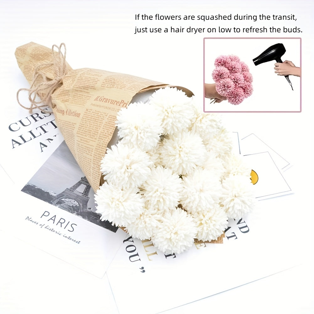 Set of 5 Realistic White Artificial Chrysanthemum Flower Balls