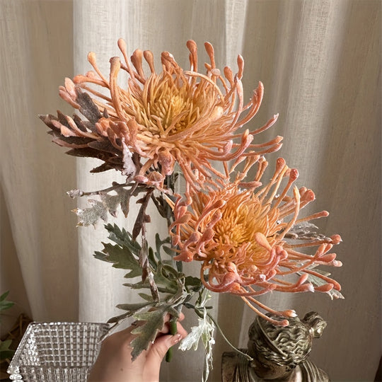 Realistic 1pc Artificial Chrysanthemum with 2 Blooms