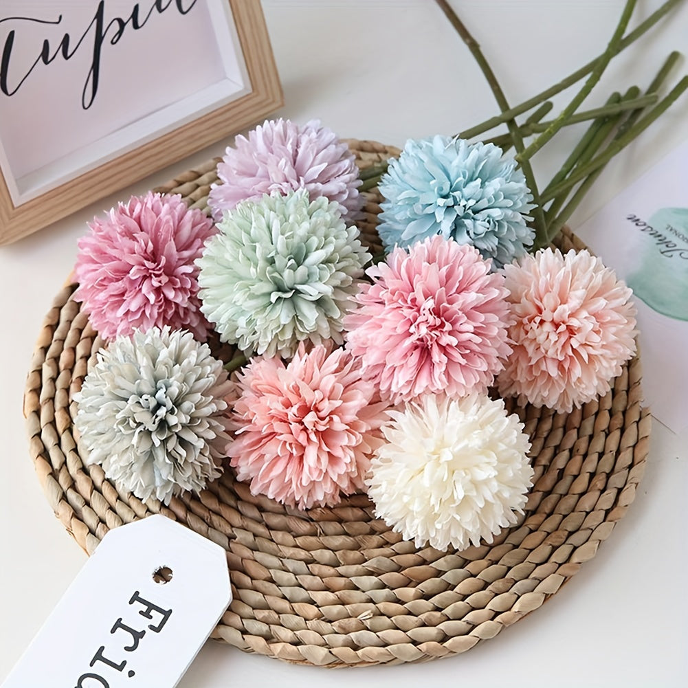 Set of 5 Realistic White Artificial Chrysanthemum Flower Balls