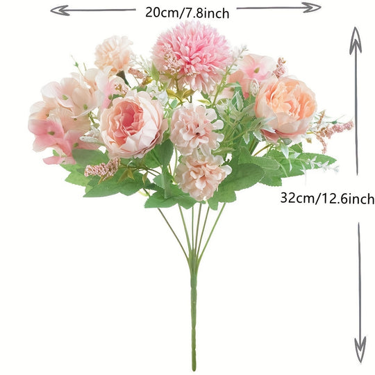 Set of 4 Luxurious Silk Peony and Hydrangea Bouquets