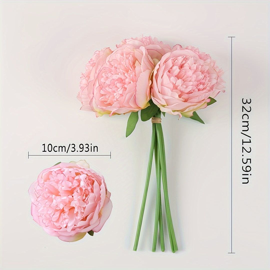 Set of 5 Large Artificial Peony Flowers