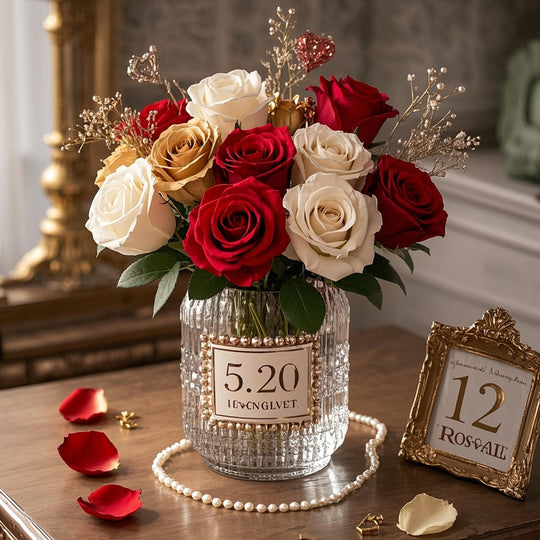 12-Piece Lifelike Artificial Rose Bouquet