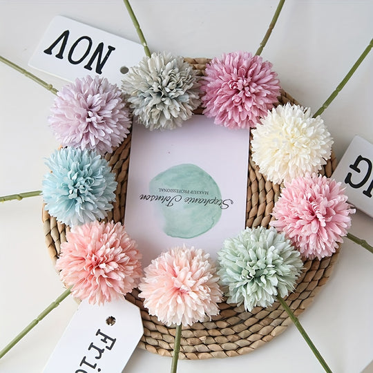 Set of 5 Realistic White Artificial Chrysanthemum Flower Balls