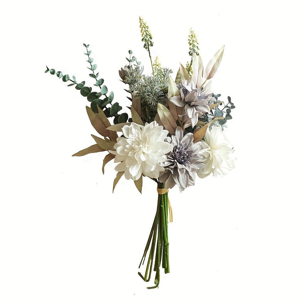 Artificial Dahlia and Eucalyptus Flower Bouquet