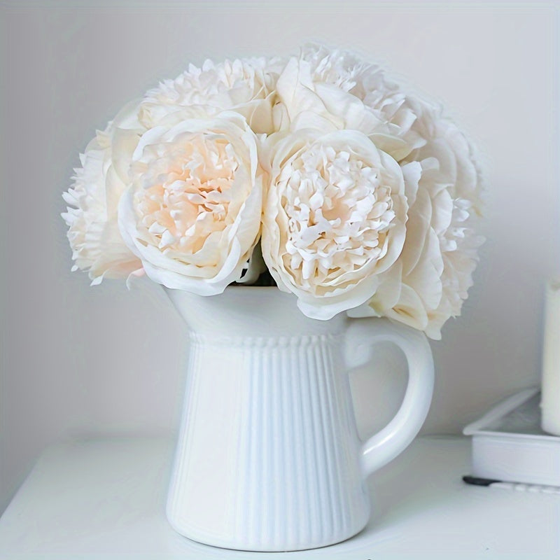 Set of 10 Realistic Large White Peony Artificial Flowers