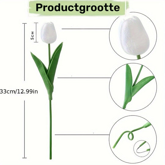 40-Piece Life-Size White Tulip Bouquet