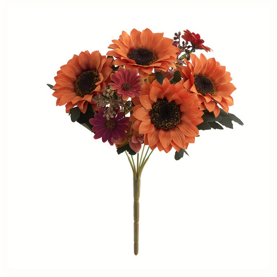 Set of 4 Elegant Artificial Peony and Sunflower Bouquets