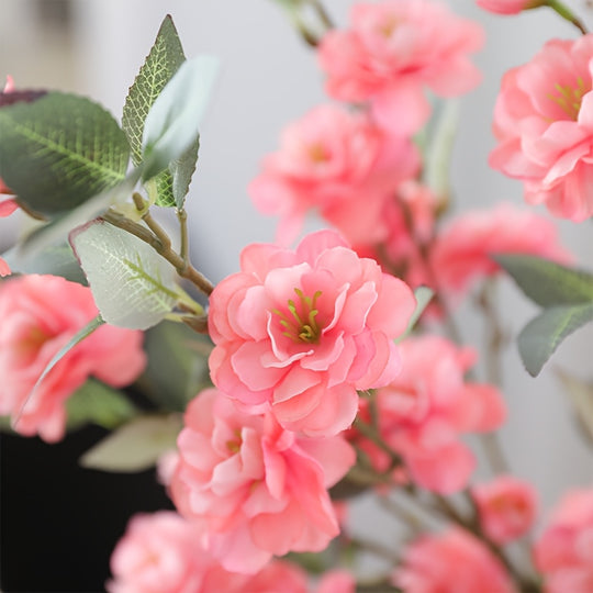 Set of 5 Elegant Pink Silk Camellia Flowers with Long Stems