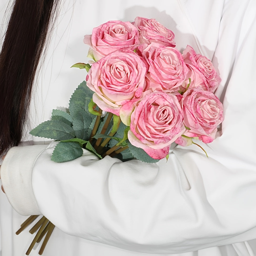 7-Piece Realistic Fire-Burned Rose Bouquet Set