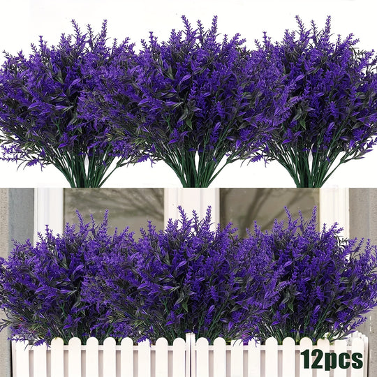 12 Bundles of UV-Resistant Artificial Lavender Flowers