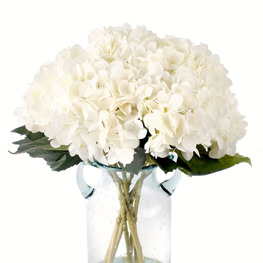6-Piece Elegant White Hydrangea Bouquet with Stems