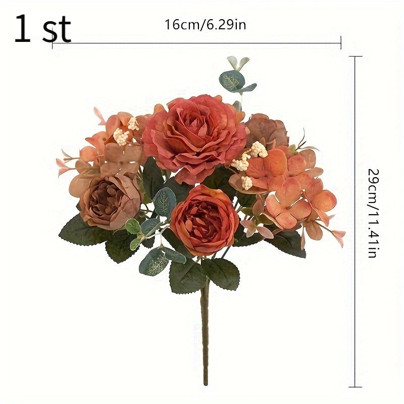 Single Realistic UV-Resistant Artificial Peony and Rose Bouquet