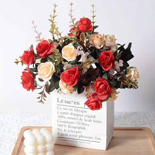 Dual-Tone Artificial Rose Bouquet