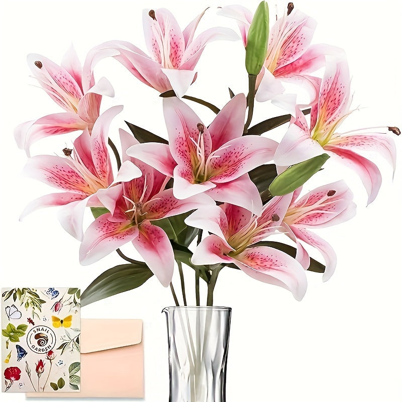 Set of 6 Realistic Artificial Silk Lily Flowers