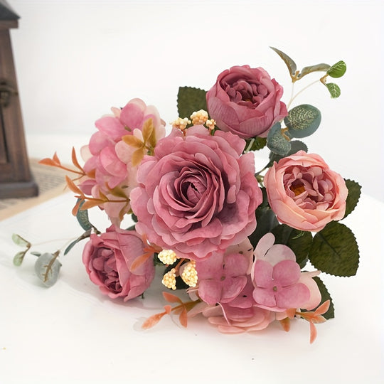 UV-Resistant Artificial Peony and Rose Bouquet