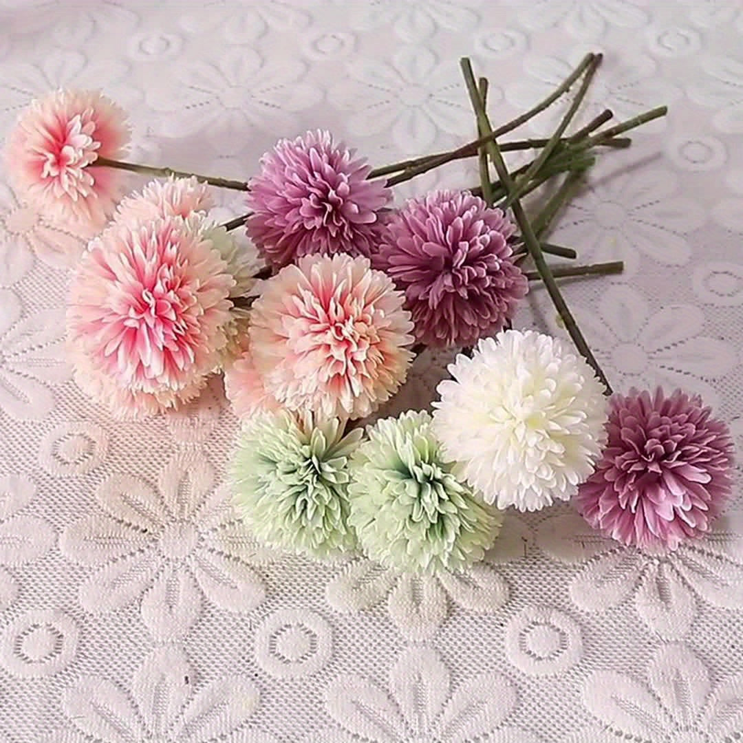 Set of 5 Realistic White Artificial Chrysanthemum Flower Balls