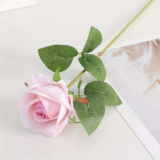 Realistic Artificial Rose Bouquet - Set of 10 with Stems
