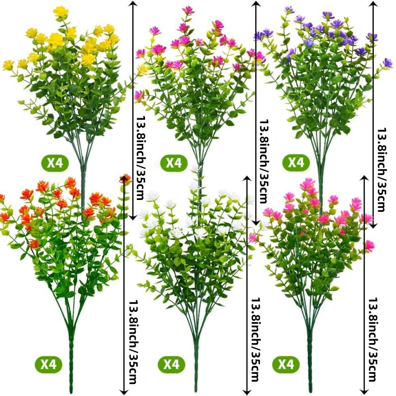 24-Pack UV-Resistant Faux Boxwood Plants