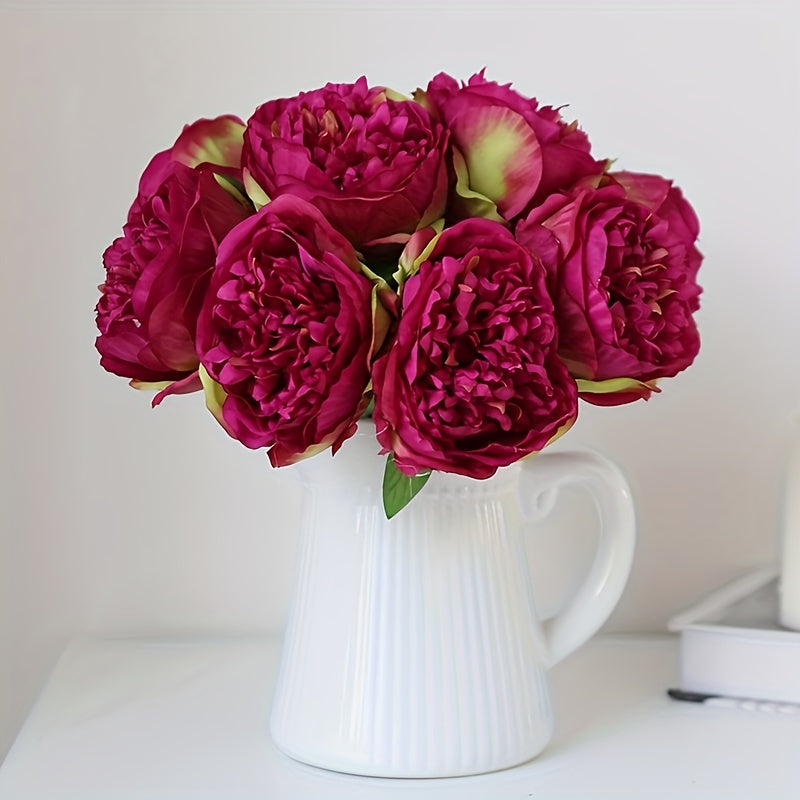 Set of 10 Realistic Large White Peony Artificial Flowers