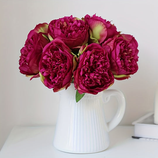 Set of 10 Realistic Large White Peony Artificial Flowers