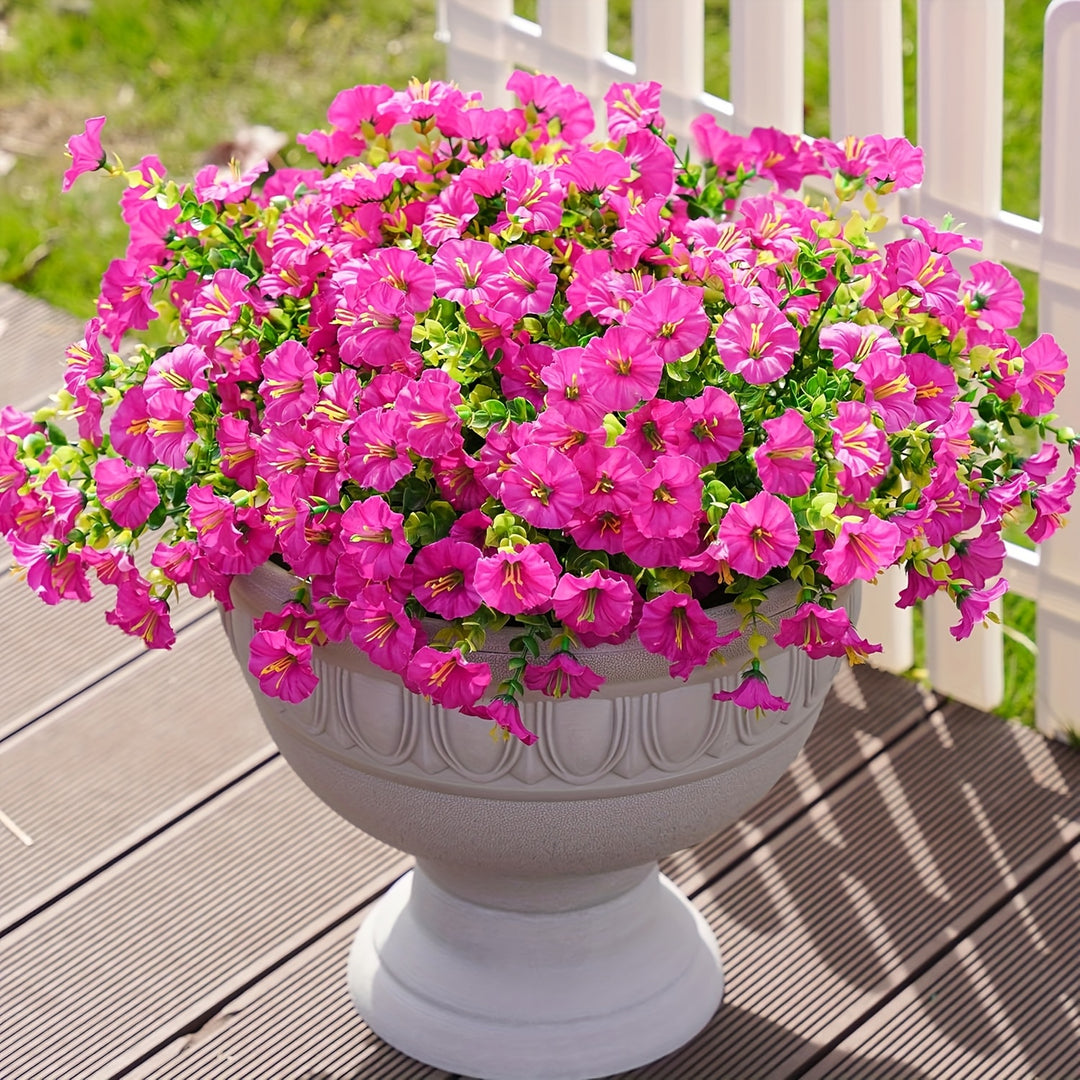 12 Bundles of Realistic UV-Resistant Faux Silky Pink Morning Glory