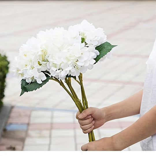 Set of 6 Elegant White Hydrangea Bouquets with Stems