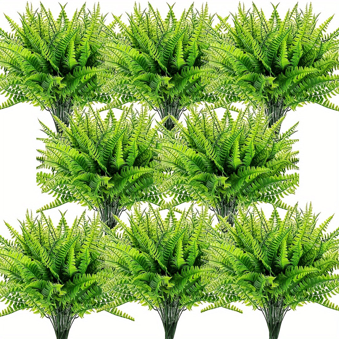 12 Bunches of UV-Resistant Artificial Boston Fern Plants