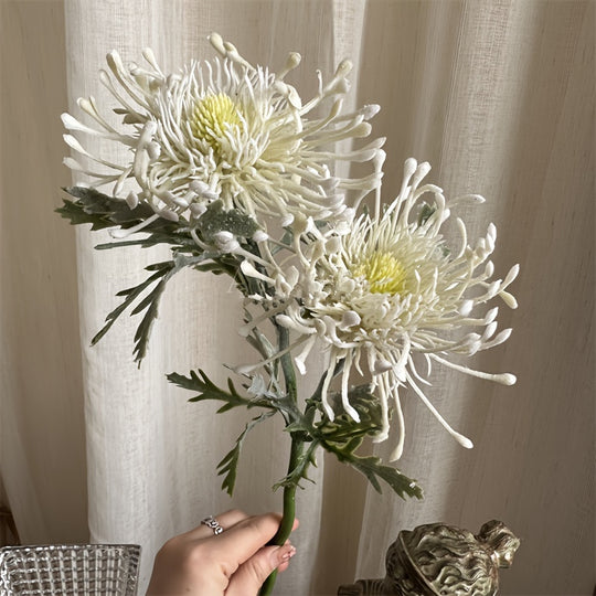 Realistic 1pc Artificial Chrysanthemum with 2 Blooms