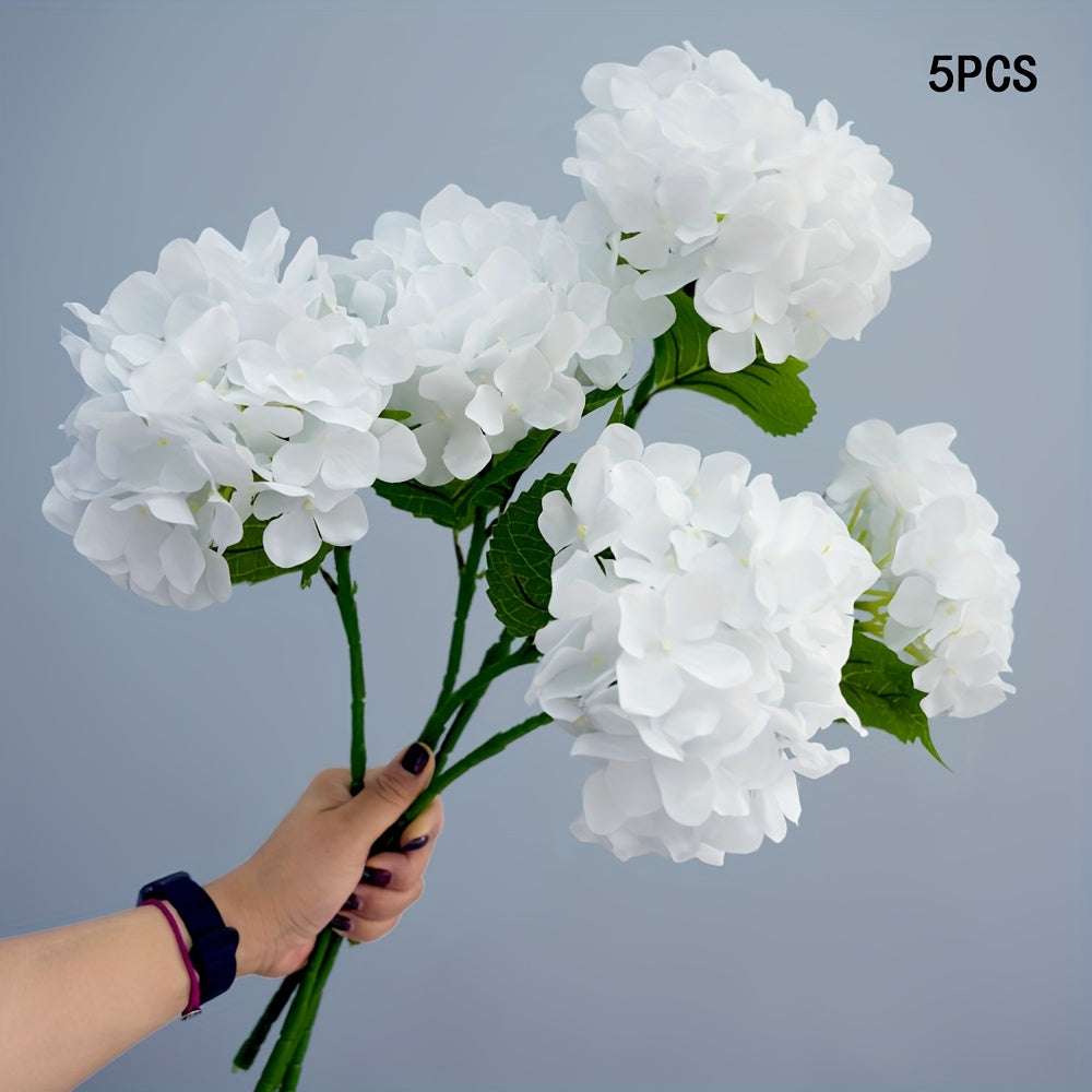 Set of 5 Artificial Silk Hydrangea Flowers
