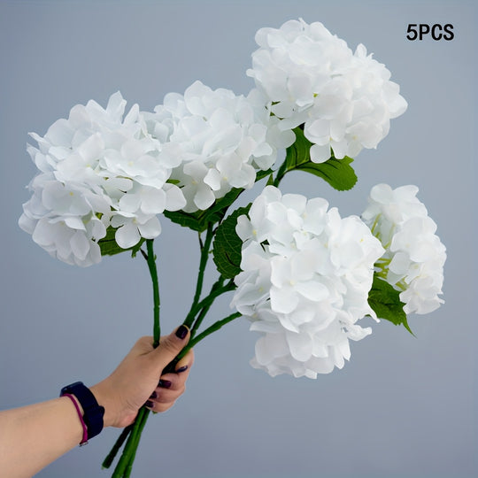Set of 5 Artificial Silk Hydrangea Flowers