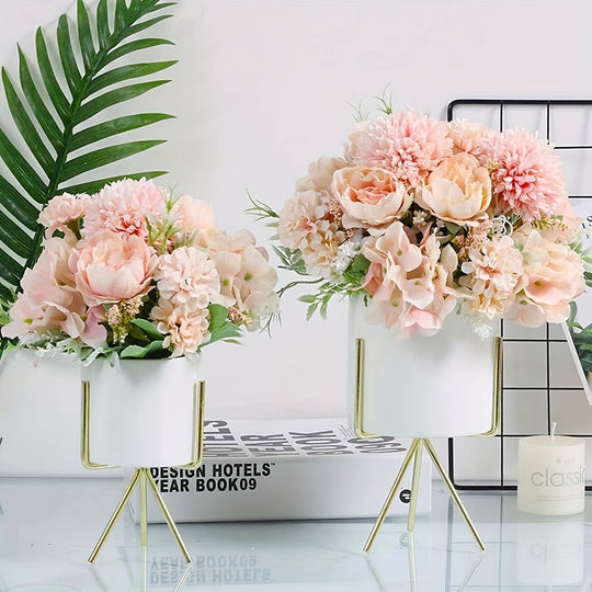 Set of 4 Luxurious Silk Peony and Hydrangea Bouquets
