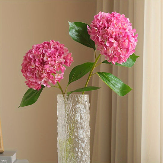 Set of 3 Realistic Pink Artificial Hydrangea Bouquets with Green Stems
