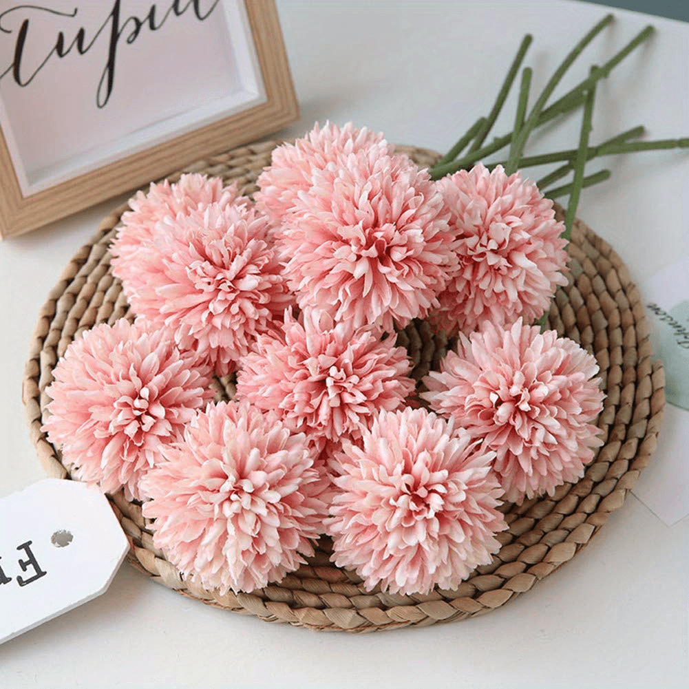 Set of 5 Realistic White Artificial Chrysanthemum Flower Balls