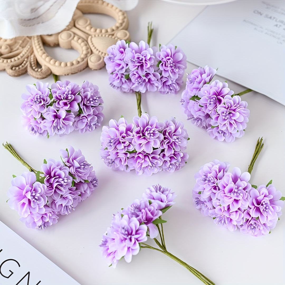 Mini Artificial Hydrangea Bouquet - 1 Piece with 6 Heads
