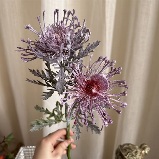 Realistic 1pc Artificial Chrysanthemum with 2 Blooms