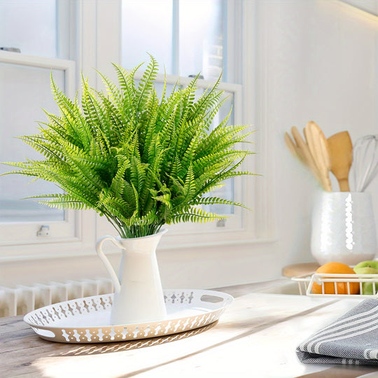 12 Bunches of UV-Resistant Artificial Boston Fern Plants