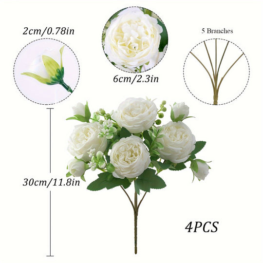 4-Piece Boho Chic Peony Bouquet