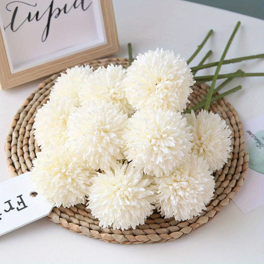 Set of 5 Realistic White Artificial Chrysanthemum Flower Balls