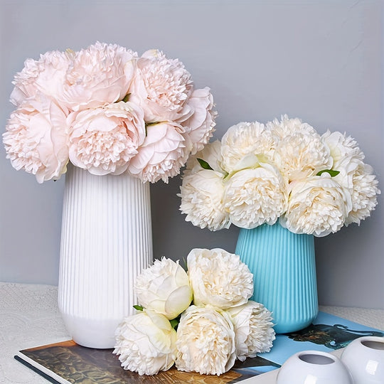 Set of 10 Realistic Large White Peony Artificial Flowers