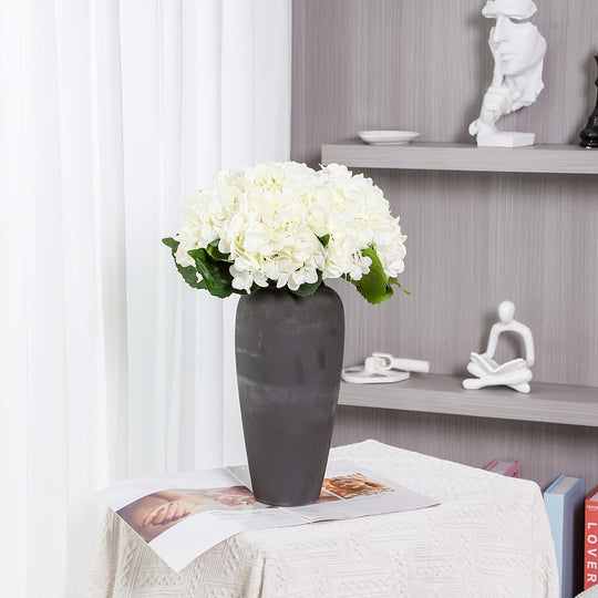 Set of 6 Elegant White Hydrangea Bouquets with Stems
