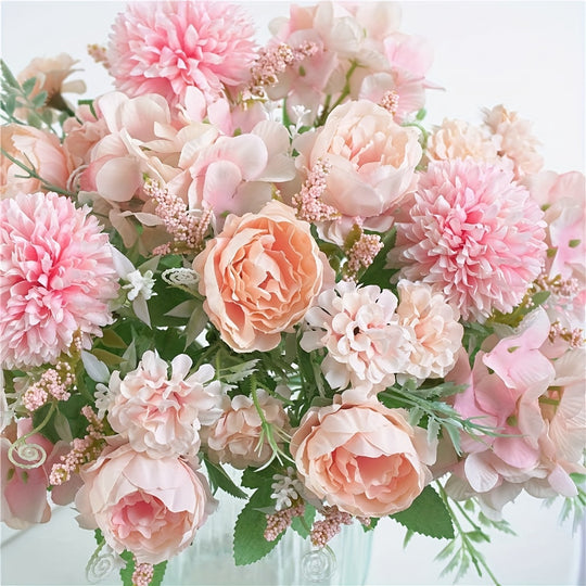 Set of 4 Luxurious Silk Peony and Hydrangea Bouquets