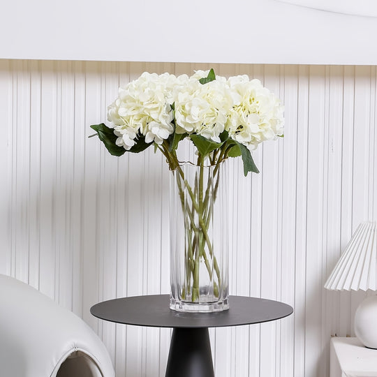 Set of 6 Elegant White Hydrangea Bouquets with Stems