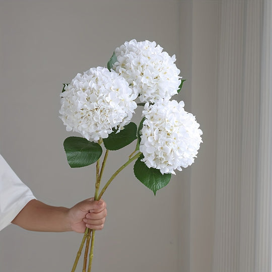 Set of 3 Realistic Pink Artificial Hydrangea Bouquets with Green Stems